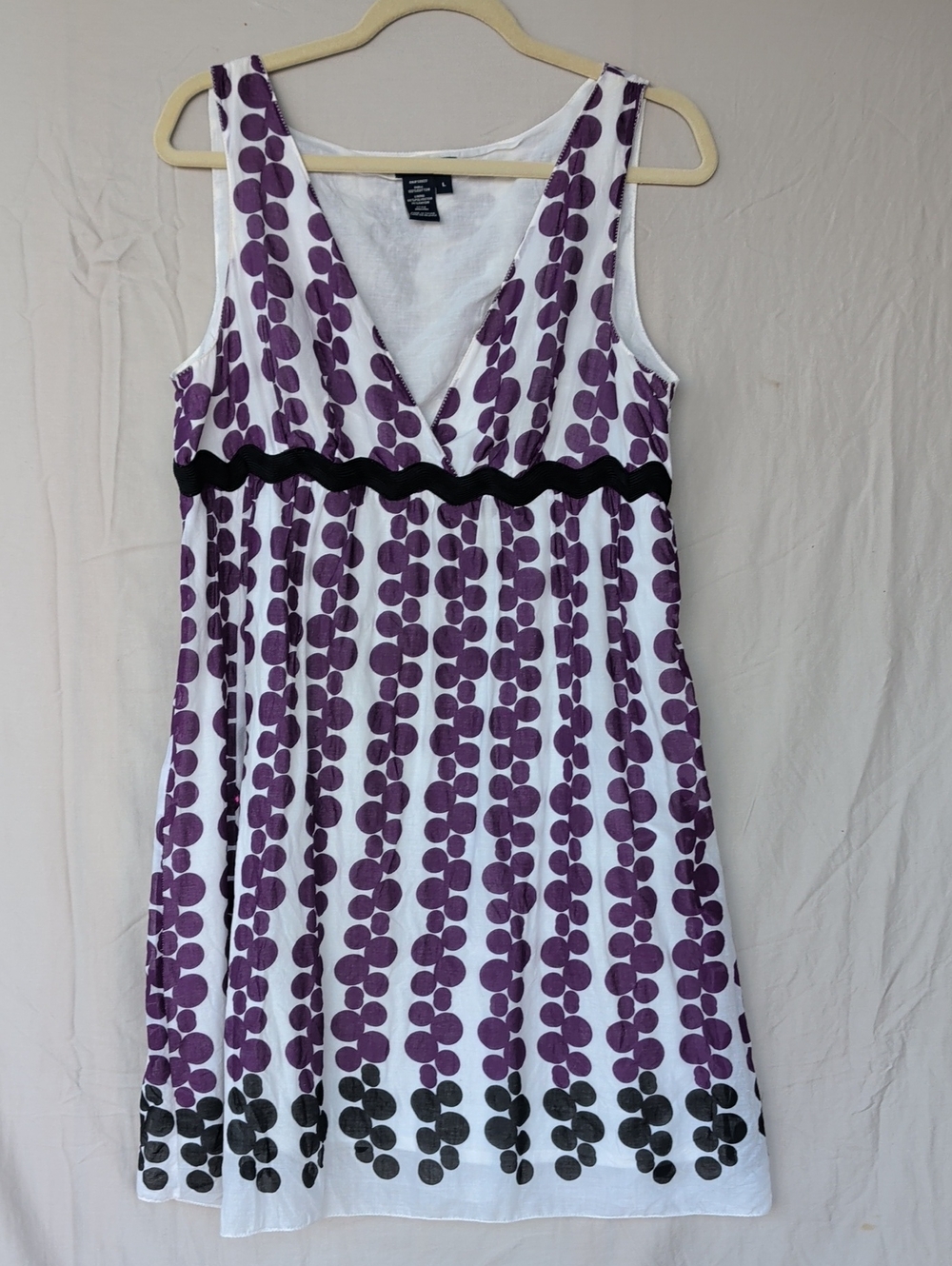 Max Edition White Cotton Dress with Purple Dot Print Vacation Weekend Wear